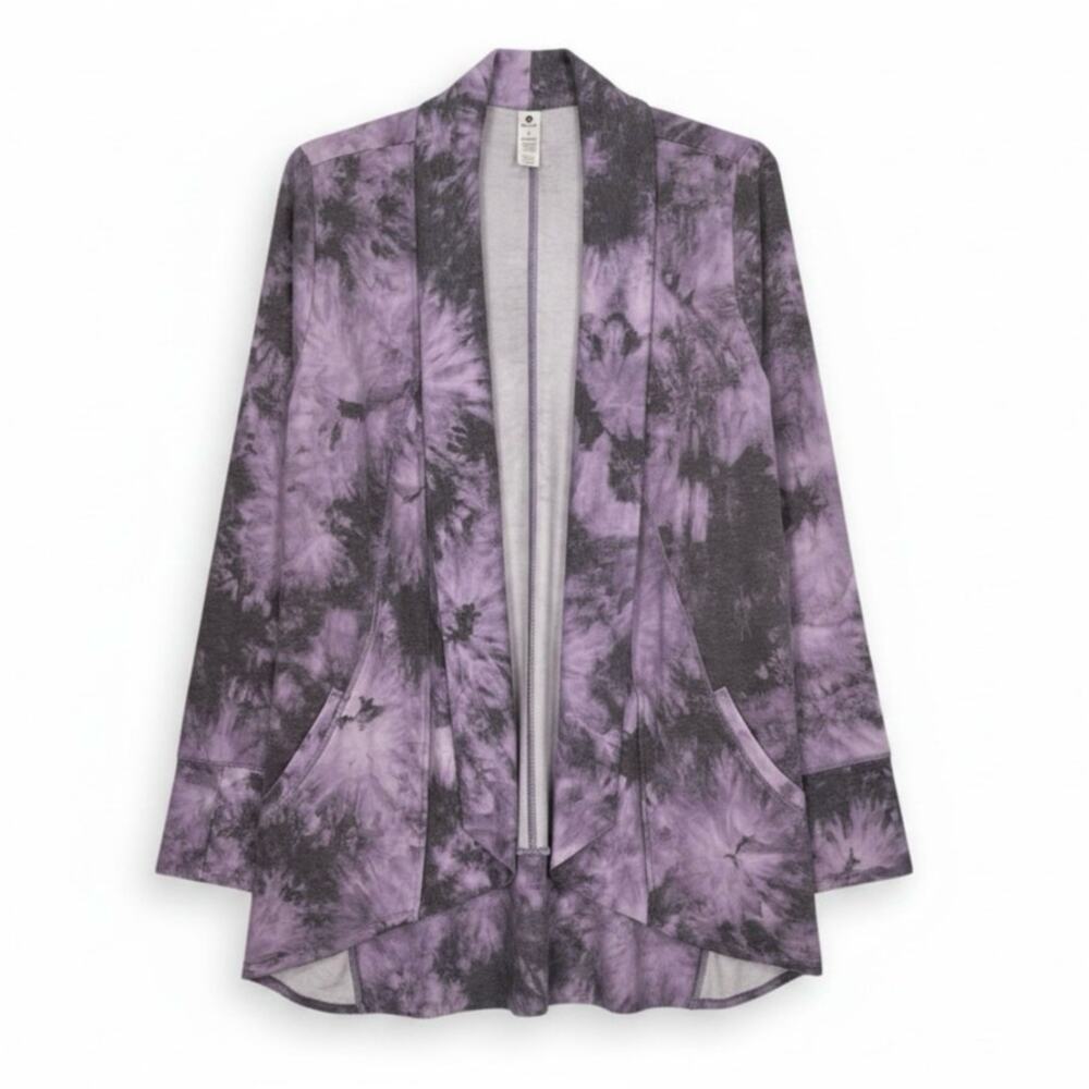 90 DEGREE By Reflex Women's TIE DYE Fleece Cardigan Purple Size LARGE